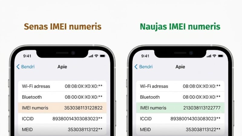 Iphone IMEI kodo keitimas