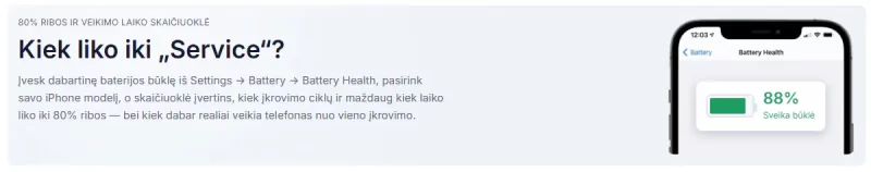 Iphone baterijos būklė